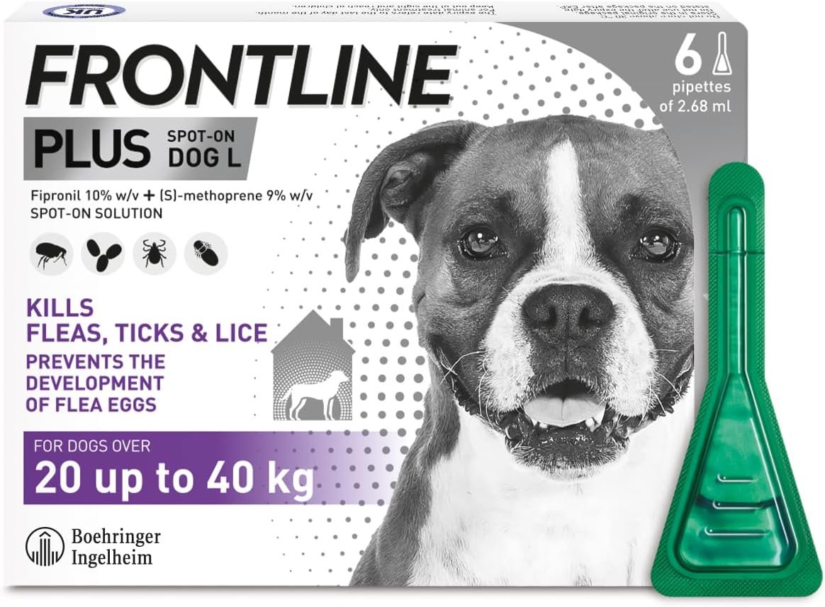 FRONTLINE Plus Flea & Tick Treatment for Large Dogs - 6 Pipettes 1 FRONTLINE Plus Flea & Tick Treatment for Large Dogs - 6 Pipettes