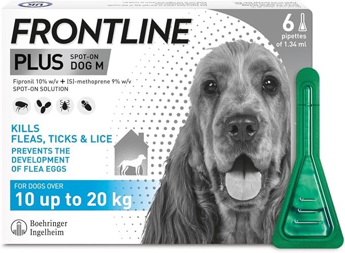 FRONTLINE Plus Flea & Tick Treatment for Medium Dogs (10-20 kg) - 6 Pipettes 1 FRONTLINE Plus Flea & Tick Treatment for Medium Dogs (10-20 kg) - 6 Pipettes
